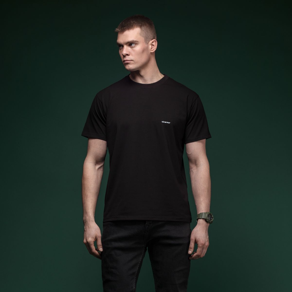 Футболка Basic Military T-shirt. Cotton and Elastane, черный 2