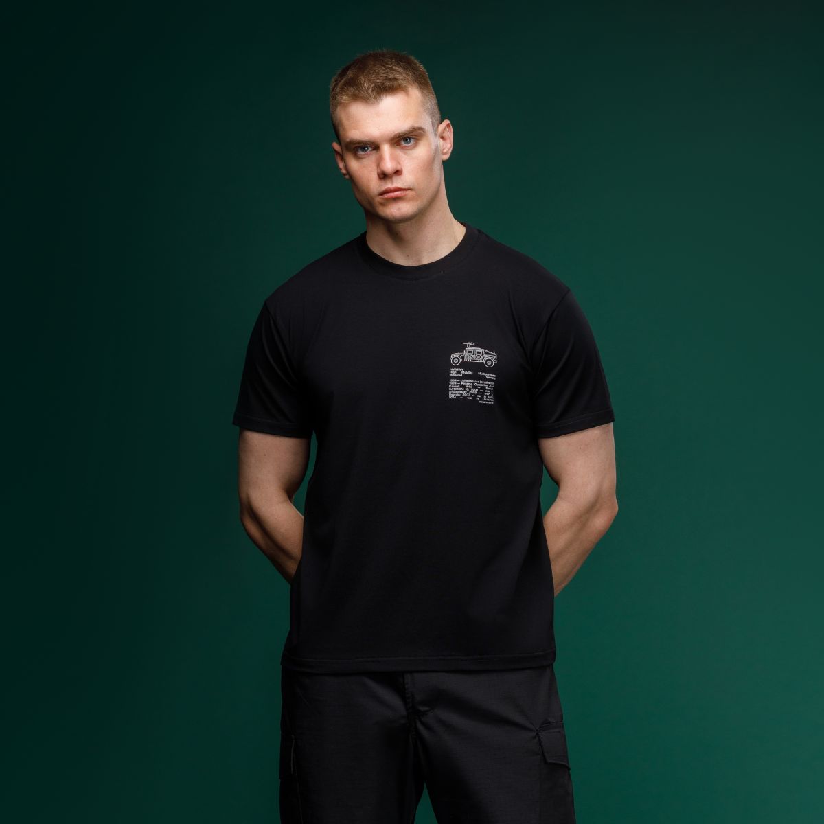 Футболка Ukrarmor Basic Military T-Shirt. HMMWV. Cotton and Elastane, черный 2
