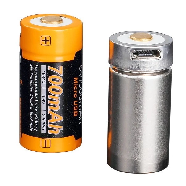 Аккумулятор 16340 Fenix 700 UP mAh Li-ion micro usb зарядка. Напряжение 3.6 В 3