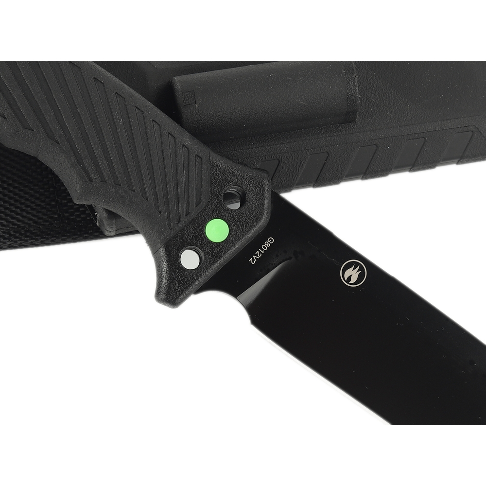 Нож Ganzo G8012V2 черный с паракордом и кресалом. Углеродистая сталь 2