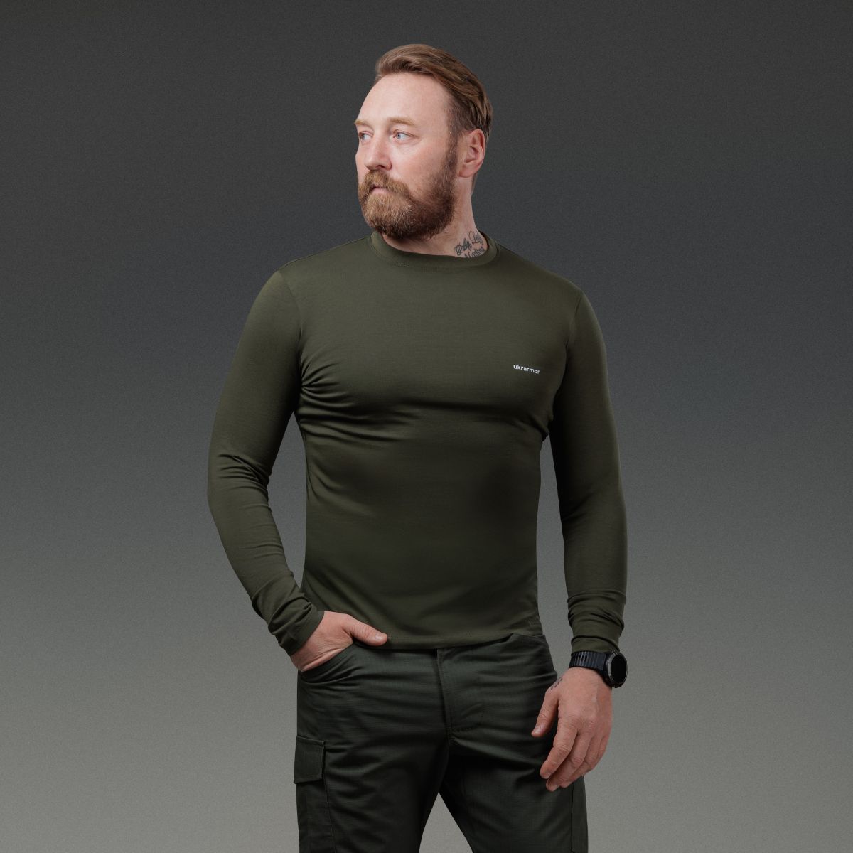 Кофта-лонгслів Ukrarmor Pulse Longsleeve. Cotton and Elastane. Олива 7
