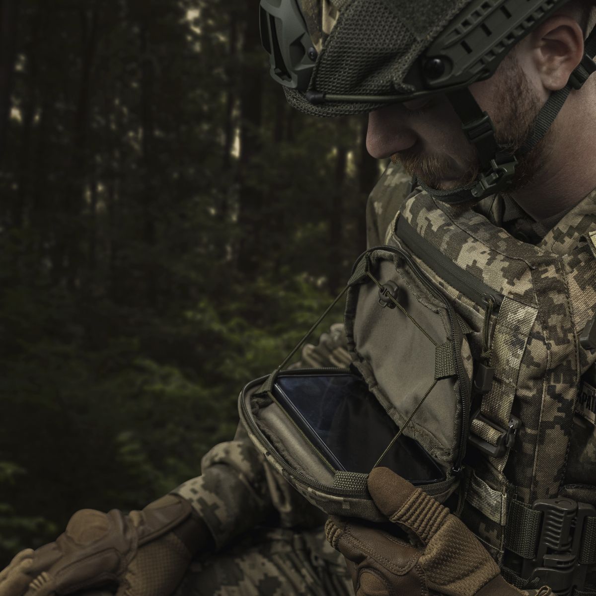 Нагрудный админ подсумок. Cordura 1000. Крепление Molle. Пиксель (мм-14) 6