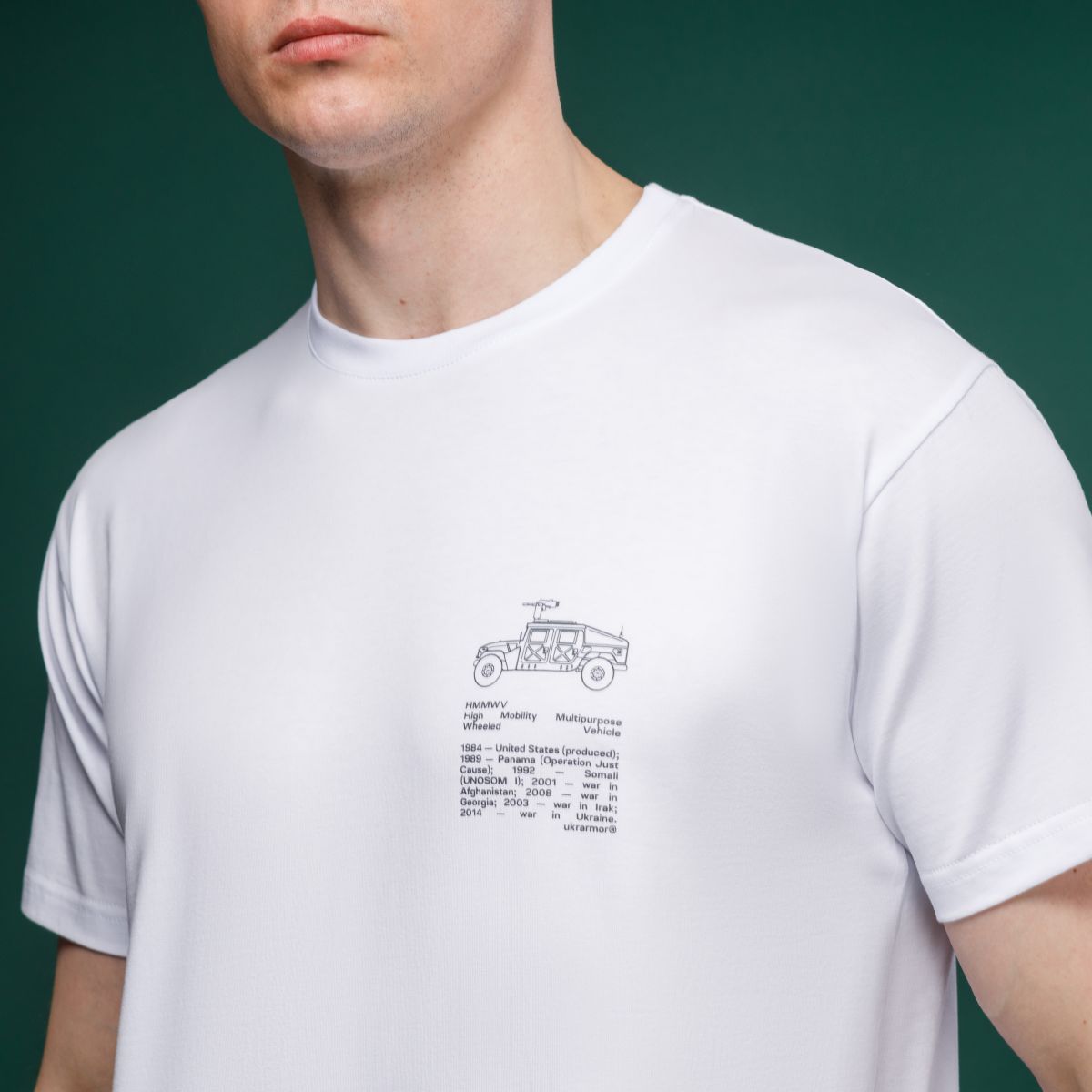 Футболка Ukrarmor Basic Military T-Shirt. HMMWV. Cotton\Elastane, белый 3