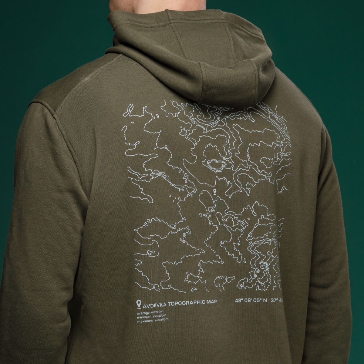 Худи M1 Mono коллекция Avdiivka. Топографическая карта. Cotton and polyester. олива 5