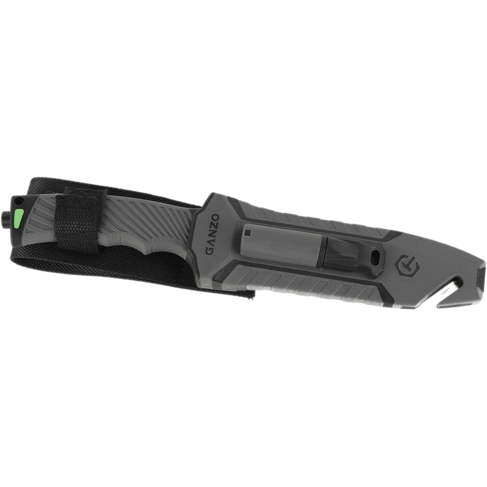 Нож Ganzo G8012V2 серый с паракордом и кресалом. Углеродистая сталь 6