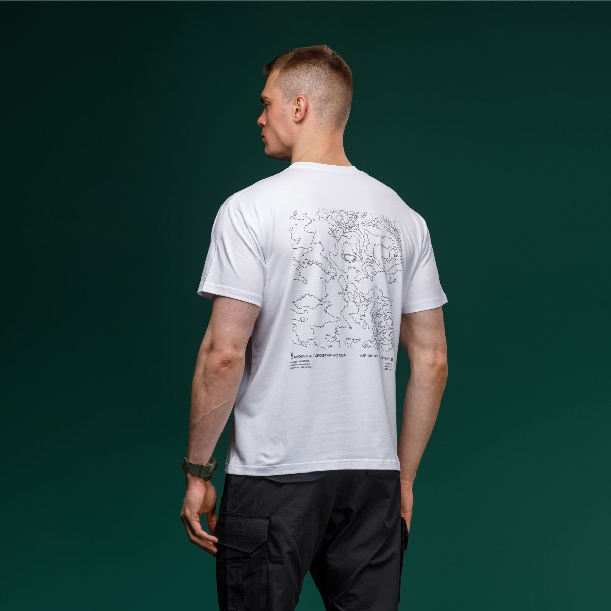 Футболка Basic Military T-Shirt. Avdiivka. Топографічна карта. Білий 6