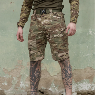 Шорты карго тактические Bezet Military. Армированный Rip-Stop. Мультикам
