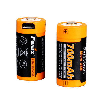 Аккумулятор 16340 Fenix 700 UP mAh Li-ion micro usb зарядка. Напряжение 3.6 В