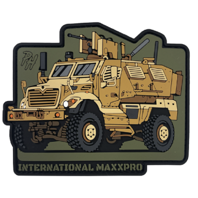 Патч (шеврон) «International MaxxPro» от Patch hunter. Мягкий ПВХ пластик мягкий. Койот