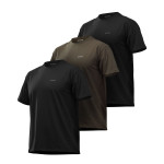 Комплект футболок Basic Military T-shirt. Cotton/Elastane, черный -  олива