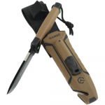 Нож Ganzo G8012V2 коричневый с паракордом и кресалом. Углеродистая сталь 2